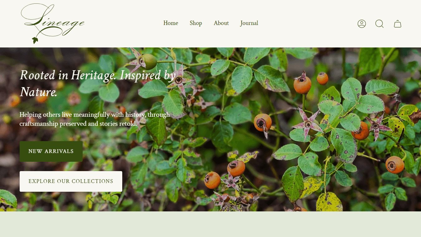 Screenshot of Lineage Design Co. homepage