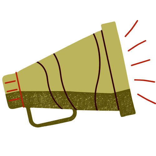 A yellow megaphone with red sound lines coming out of it, indicating loud noise.
