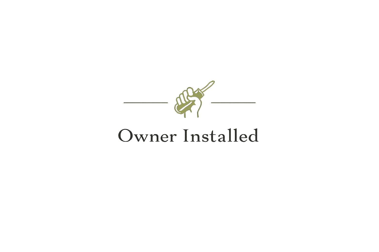 Digital glitch art image with the phrase 'Owner Installed' and a stylized hand holding a tool.