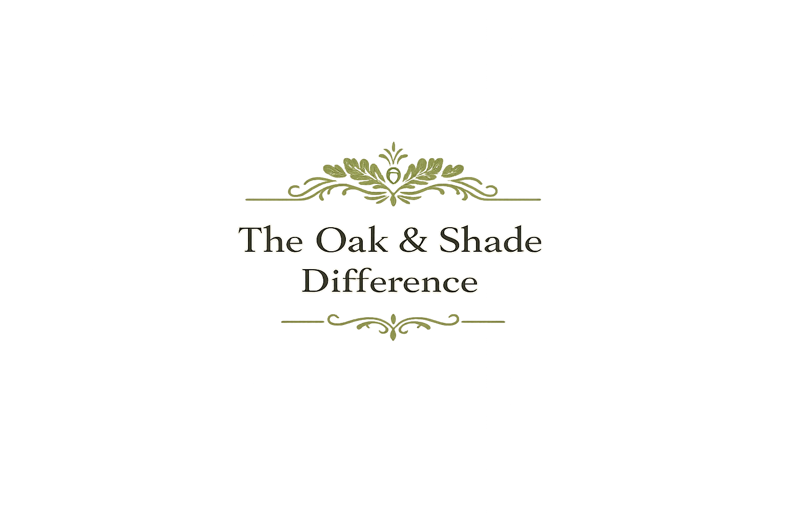 A presentation slide with the title "The Oak & Shade Difference," featuring a green and purple decorative design at the top.