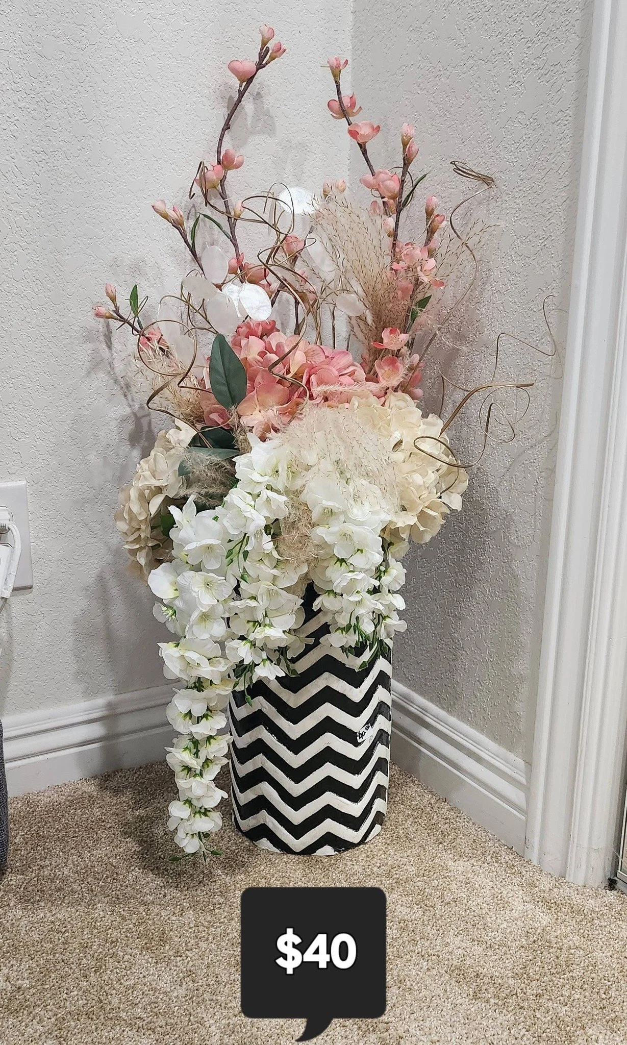 Floral Elegance Arrangement with Chevron Vase