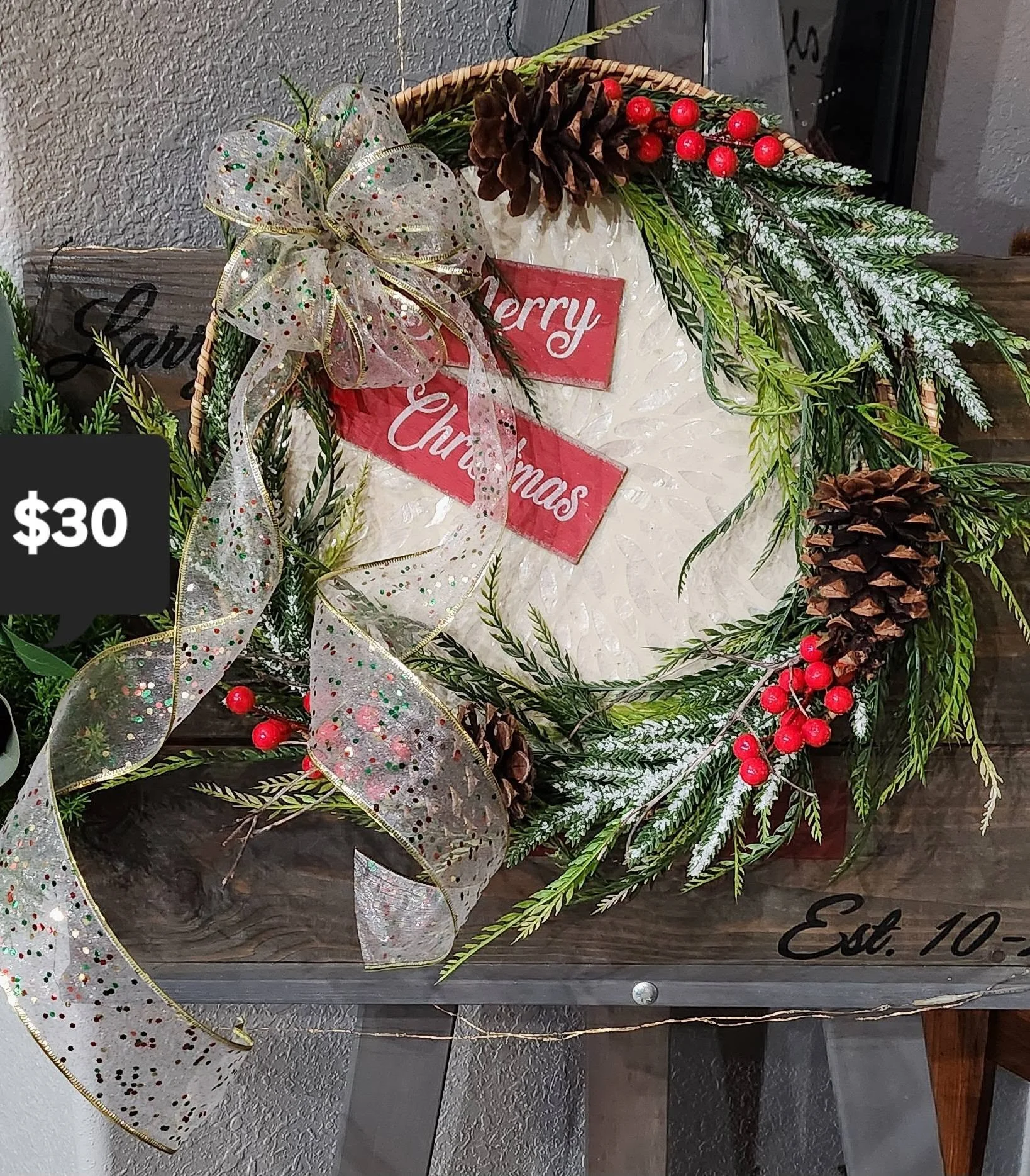 Festive Pinecone Christmas Wreath