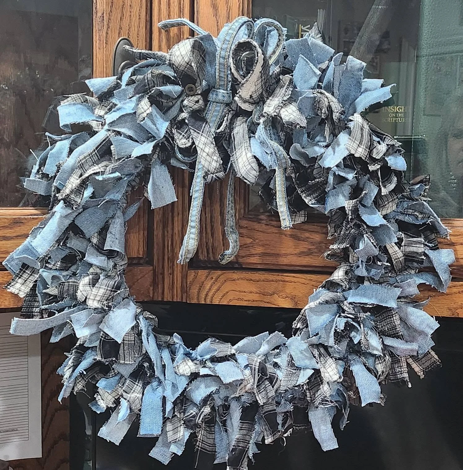 Handcrafted Denim & Plaid Rag Wreath