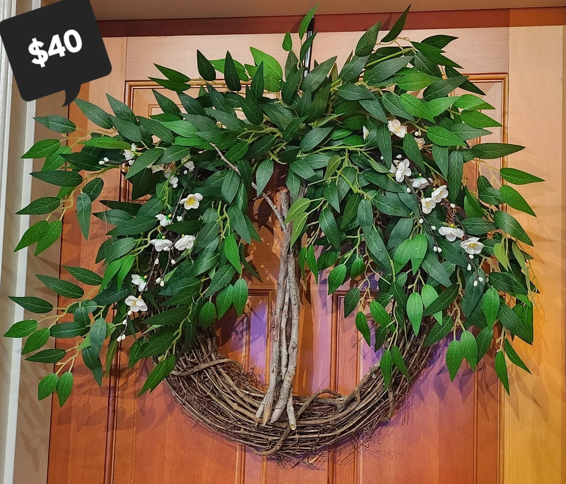 Tree of Life Wreath with Greenery and Blossoms