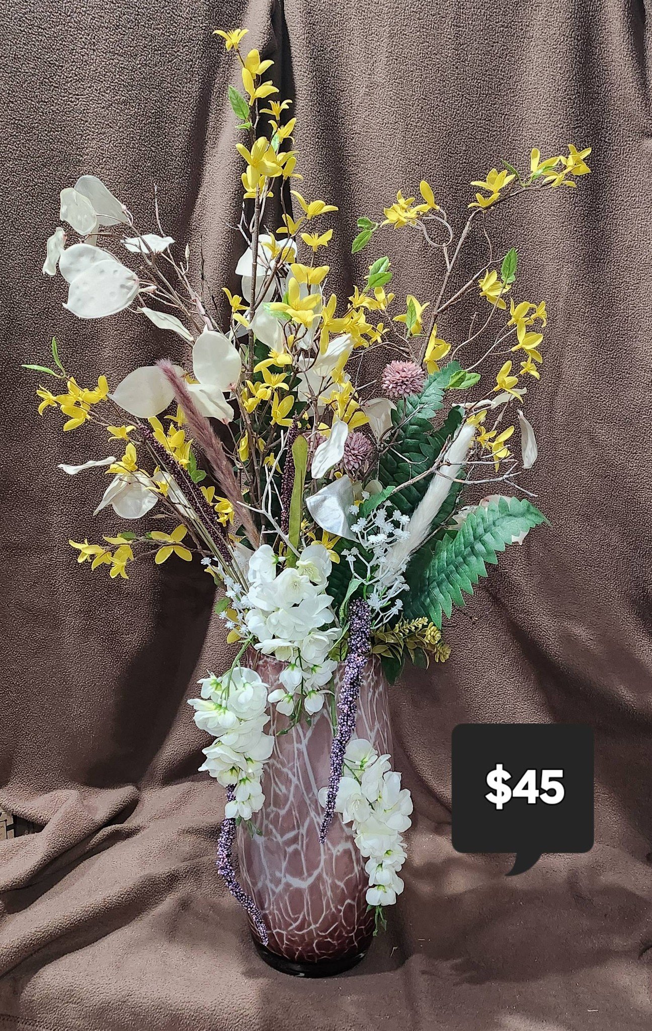 Elegant Faux Flower Arrangement in Decorative Vase