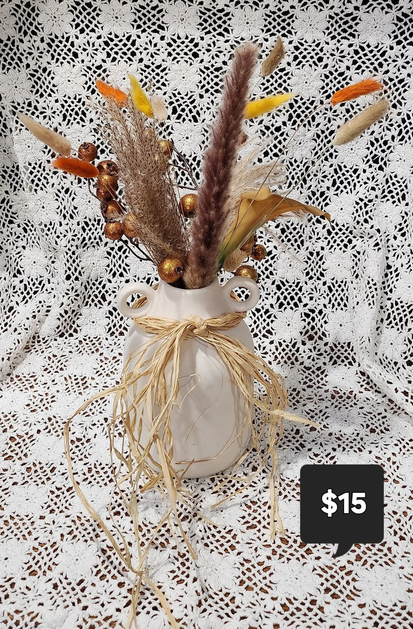 Rustic Autumn Dried Flower Arrangement