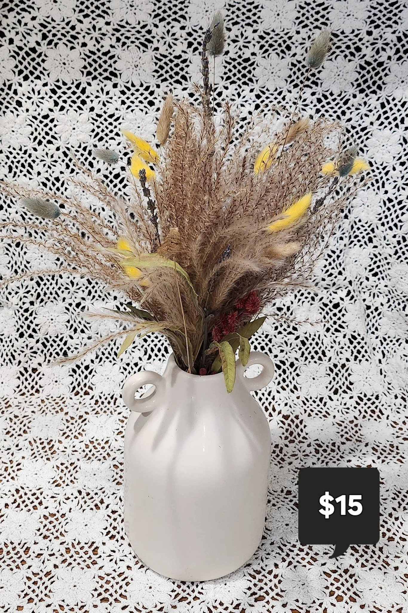 Dried Wildflower Ceramic Vase Arrangement