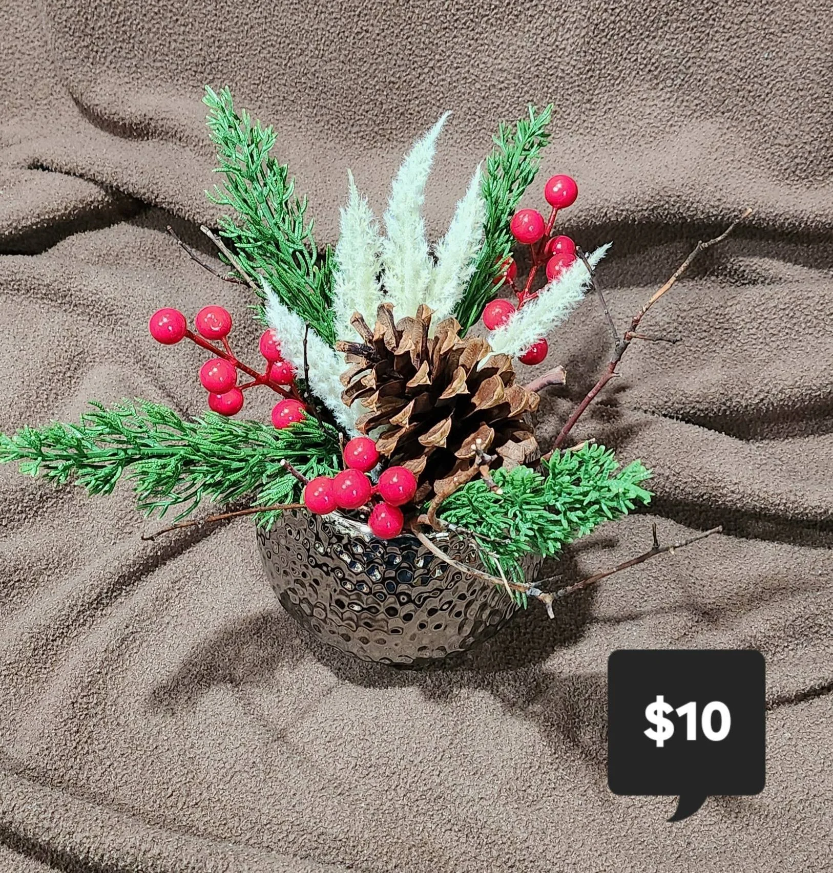 Holiday Pinecone and Berry Centerpiece