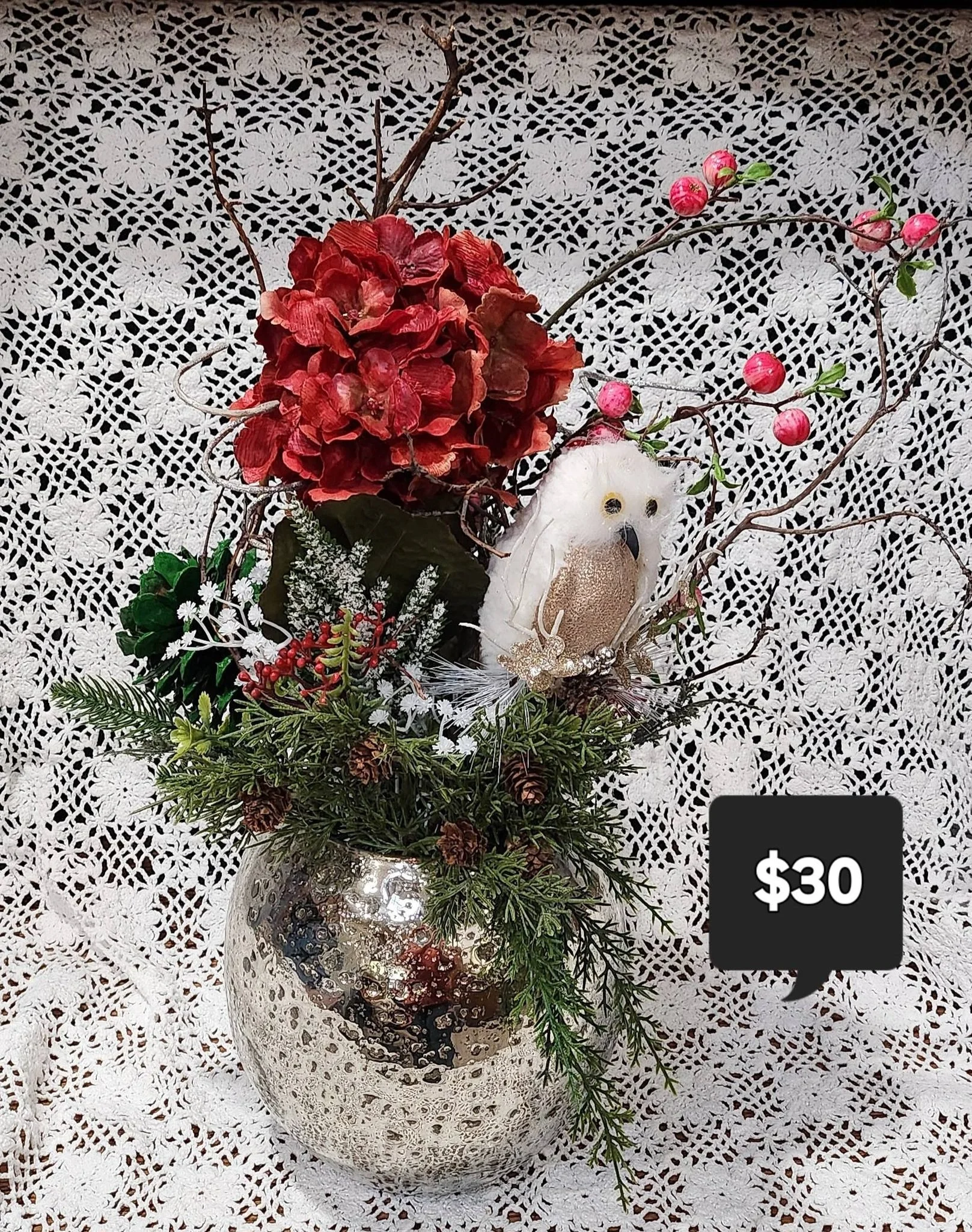 Enchanted Winter Owl Floral Arrangement