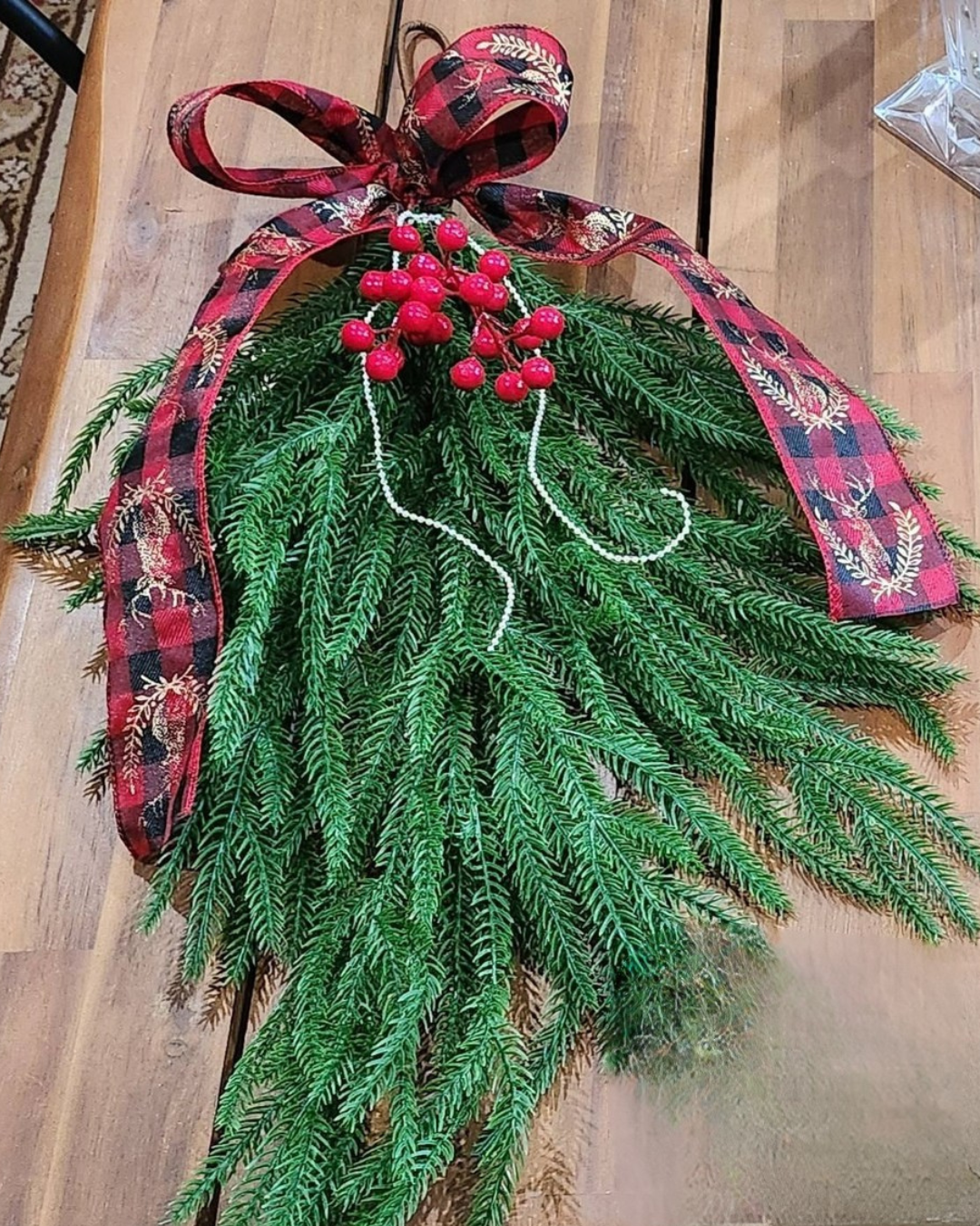 Festive Holiday Greenery Swag Pair
