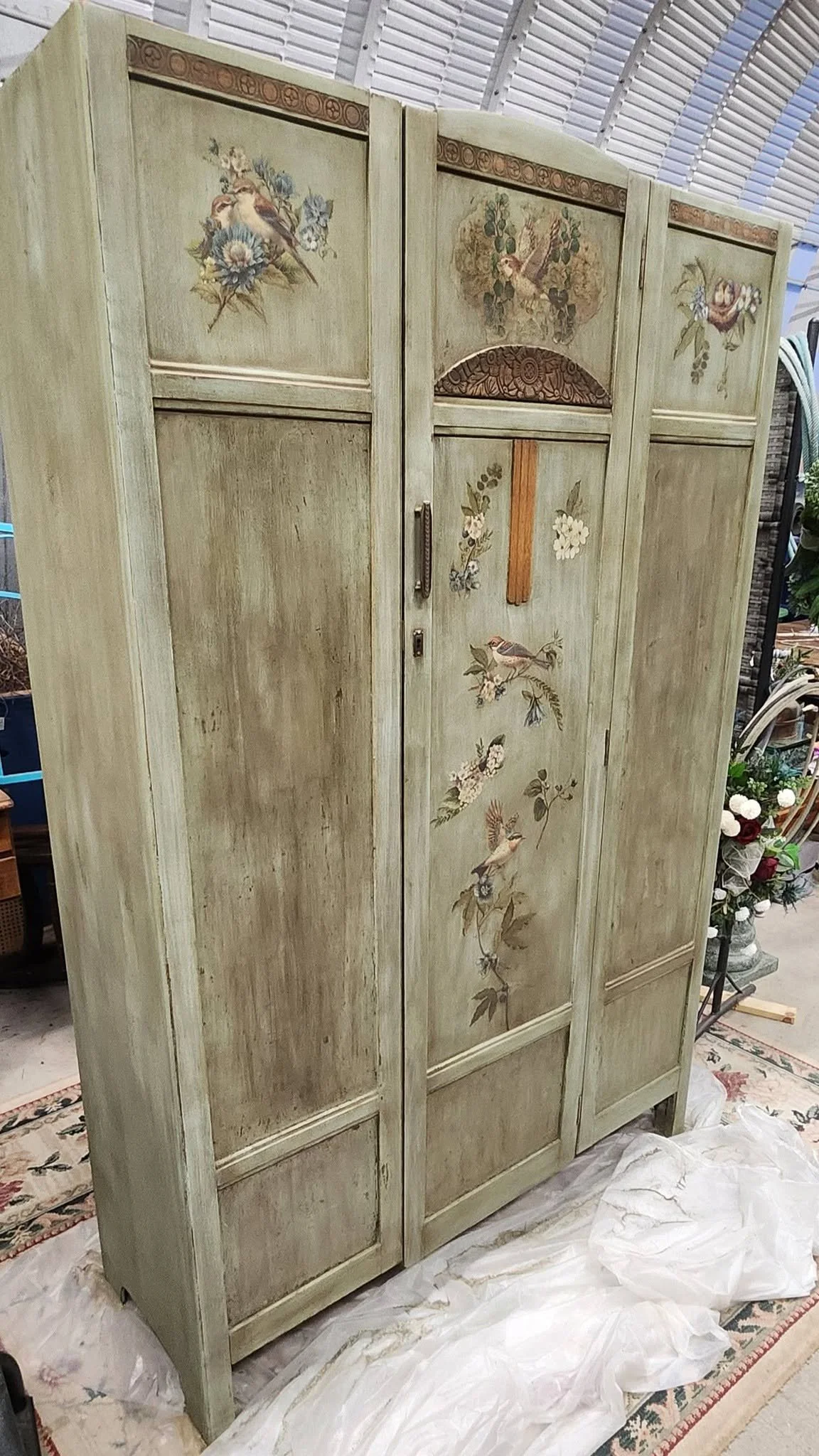 Vintage-Inspired Hand-Painted Wardrobe