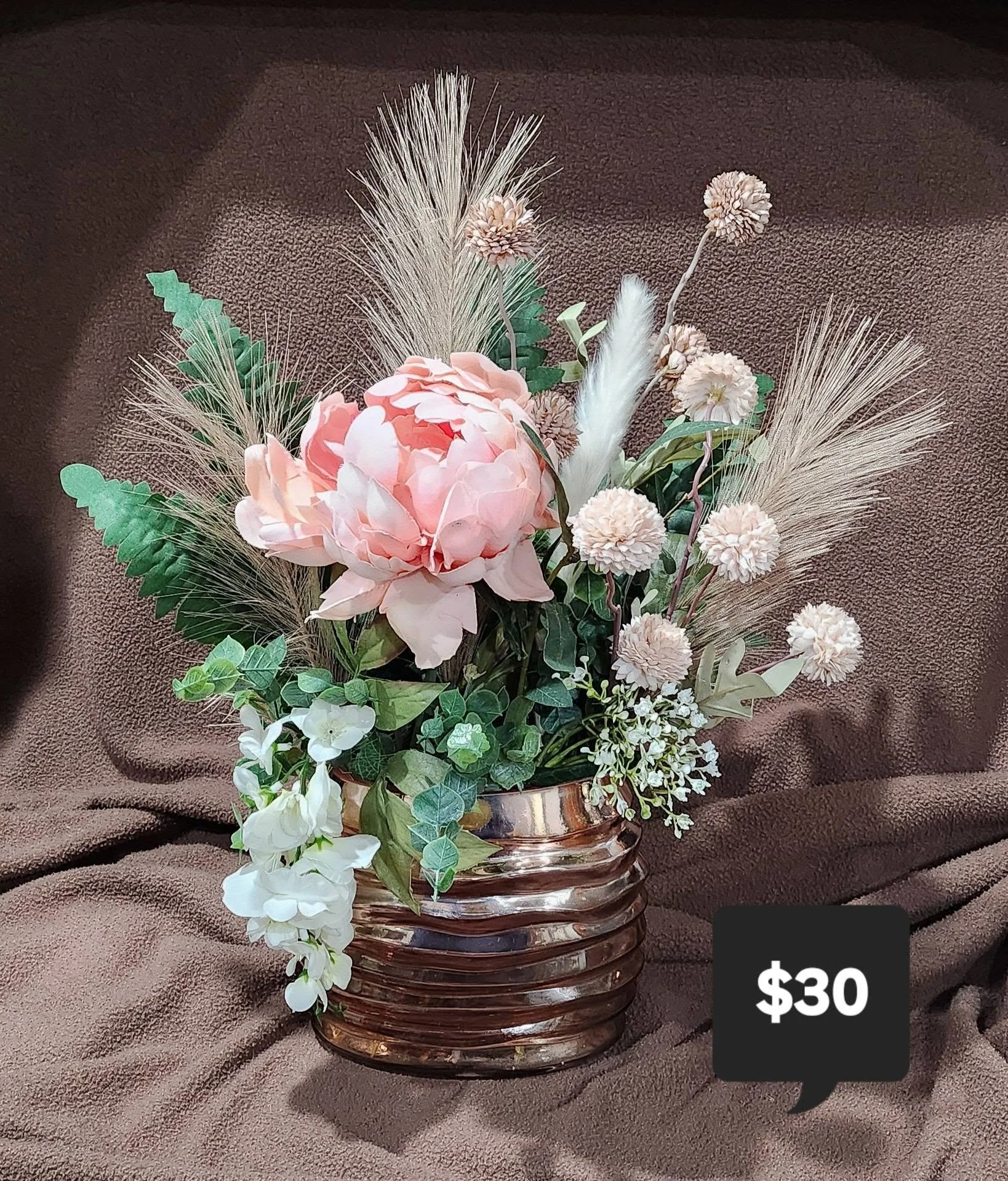 Elegant Handcrafted Floral Arrangement in Copper Vase