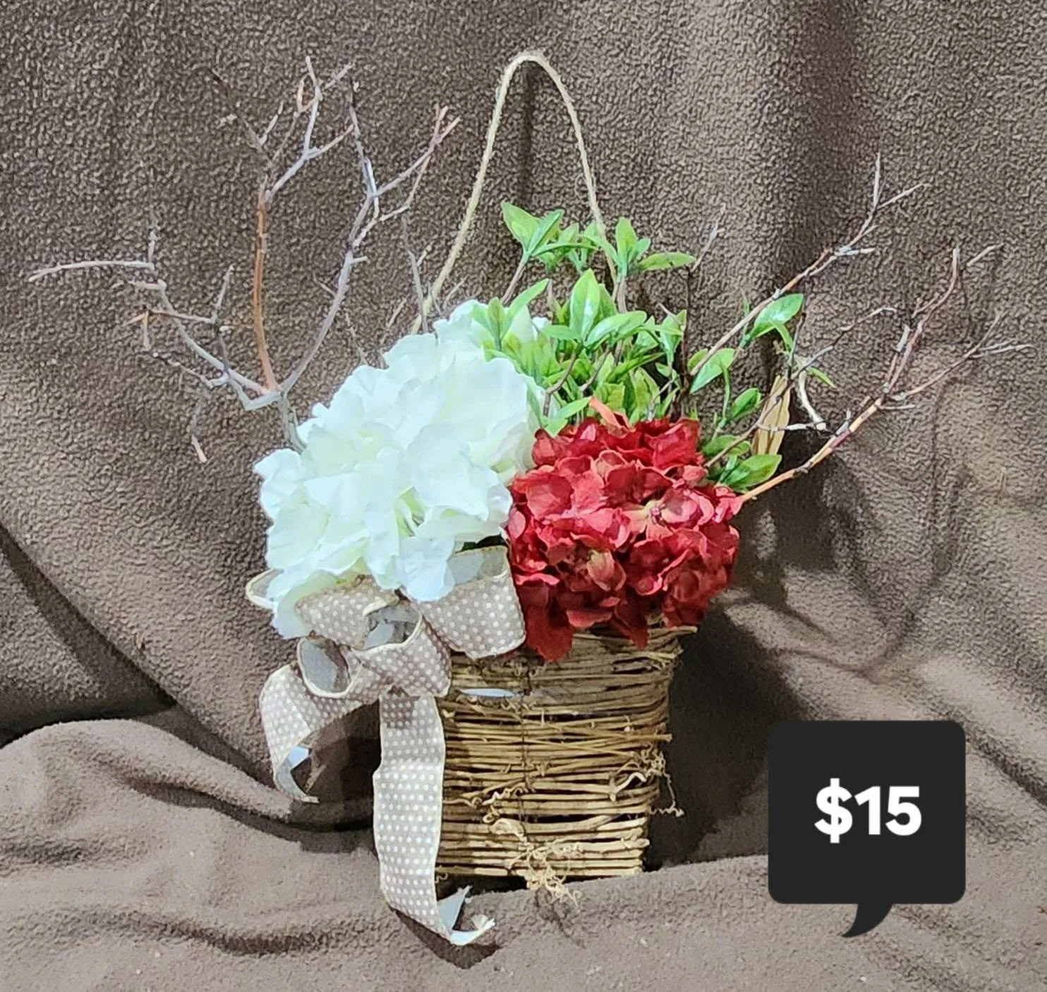 Rustic Floral Basket with Hydrangeas