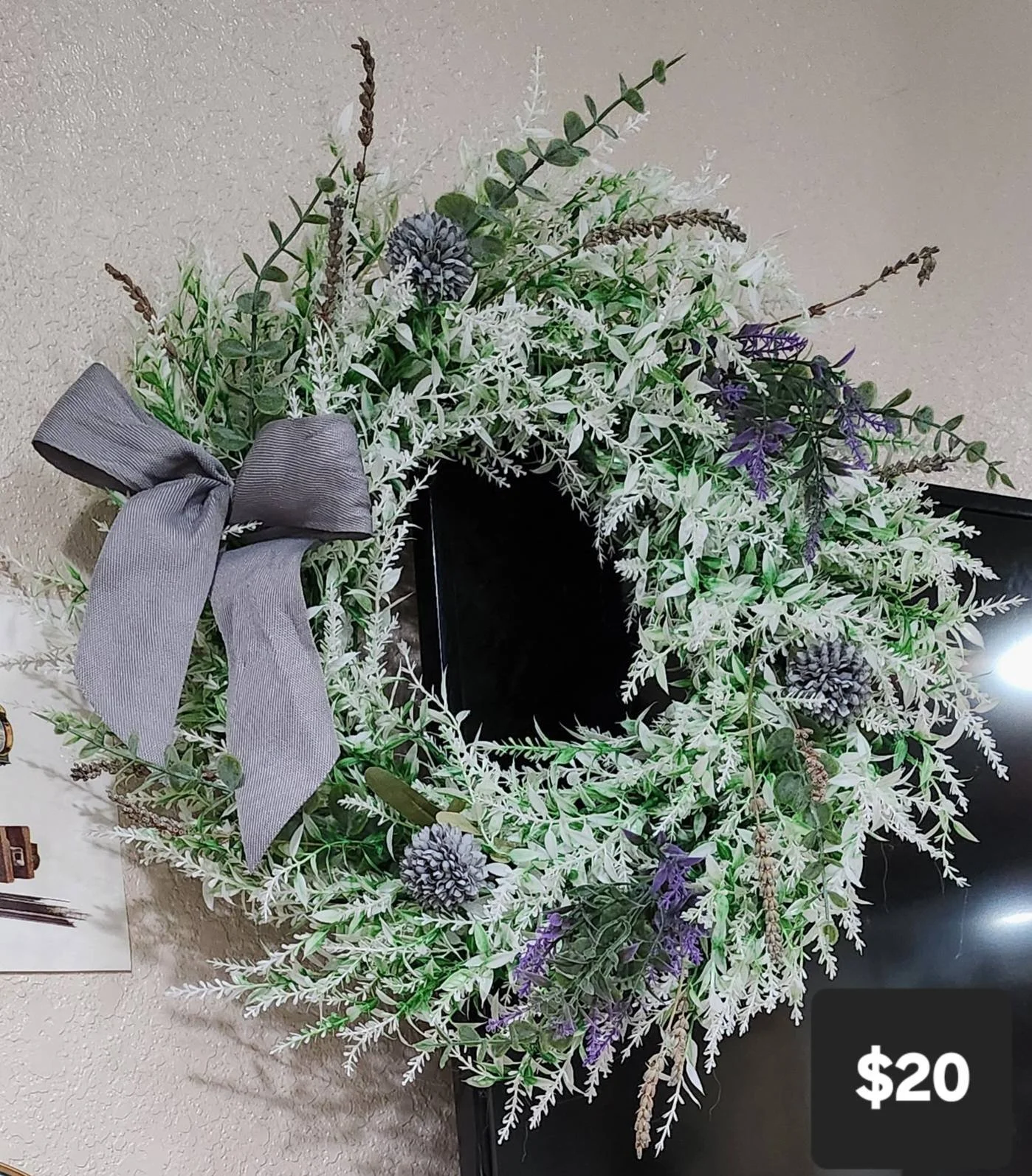 Elegant Lavender & Greenery Decorative Wreath