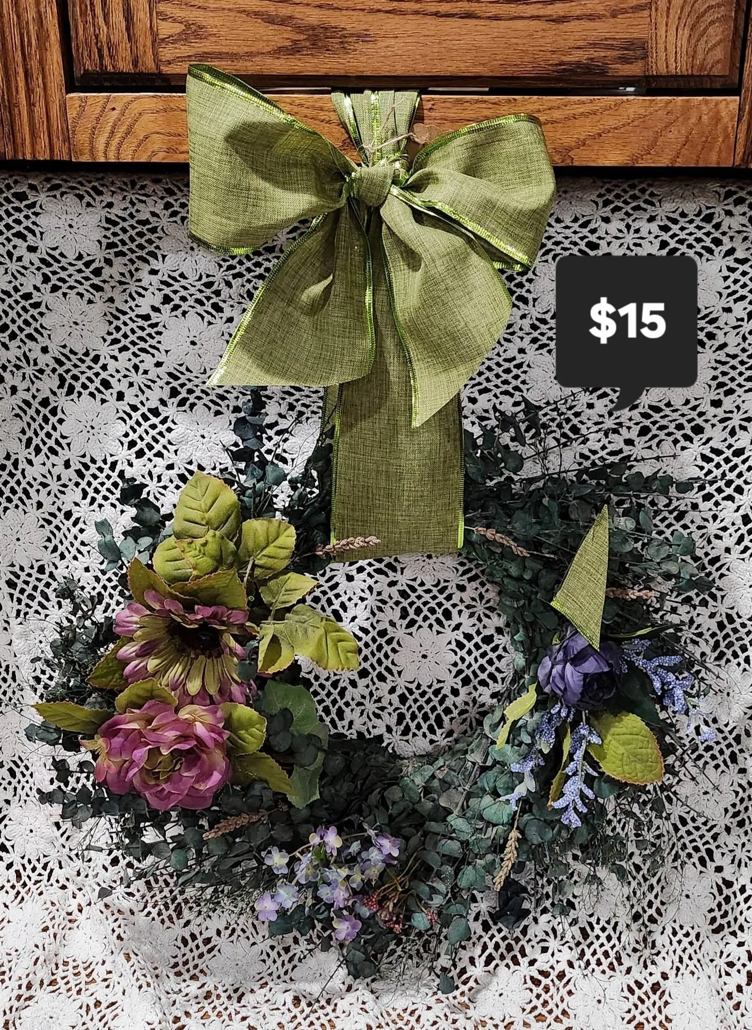 Charming Handcrafted Floral Wreath with Charming Bow
