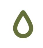 Single green droplet, symbolising simplicity.