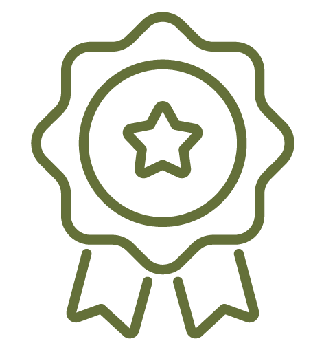 Green certificate icon.