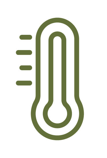 Icon of a thermometer with temperature lines on the left side.