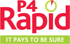 Logo for P4P4 Rapid with the tagline 'It pays to be sure'.