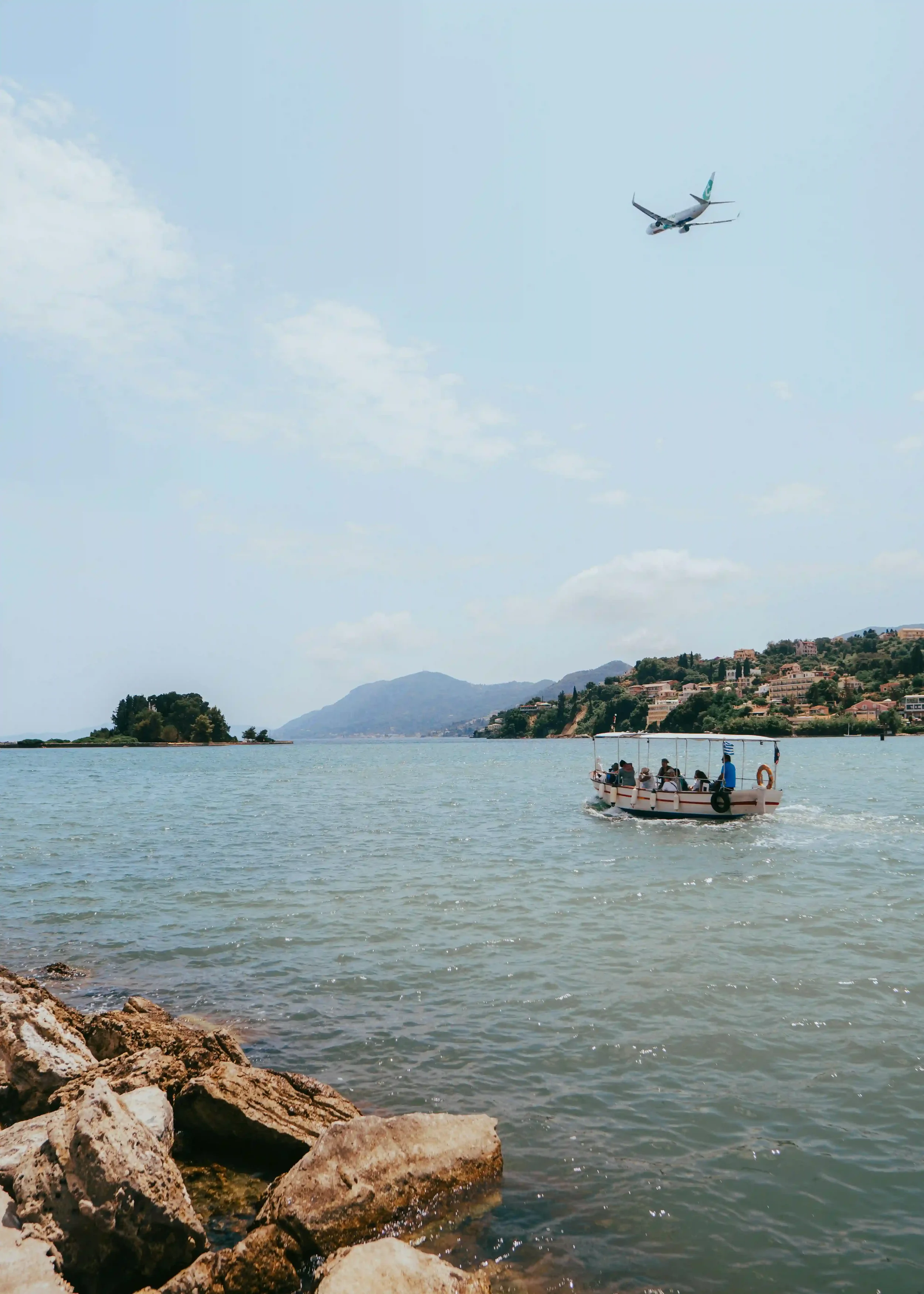 Aircraft on approach to Greece over the Ionian Sea where mandatory aircraft disinsection is required for all international arrivals
