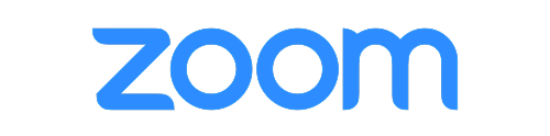 Blue sans-serif font featuring the wordmark logo for Zoom