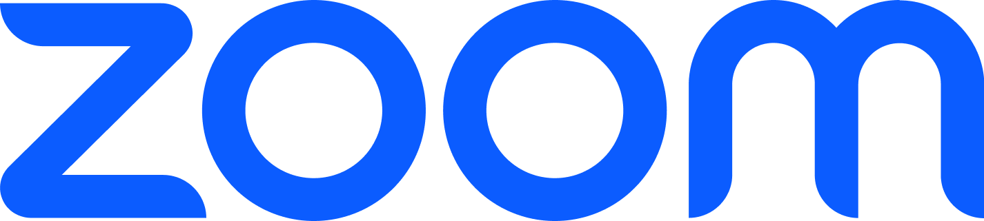 Zoom logo in blue text