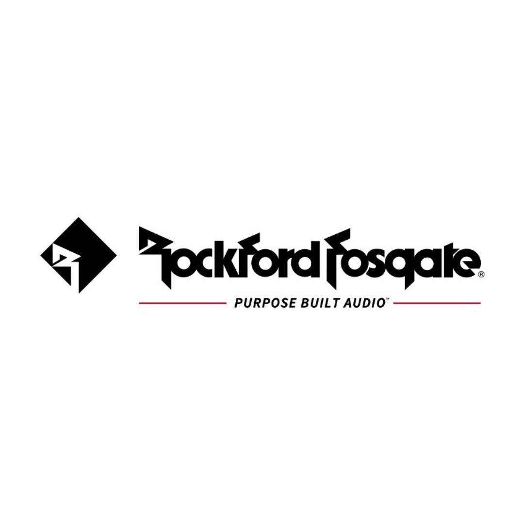 Rockford Fosgate logo with slogan 'Purpose Built Audio'. 