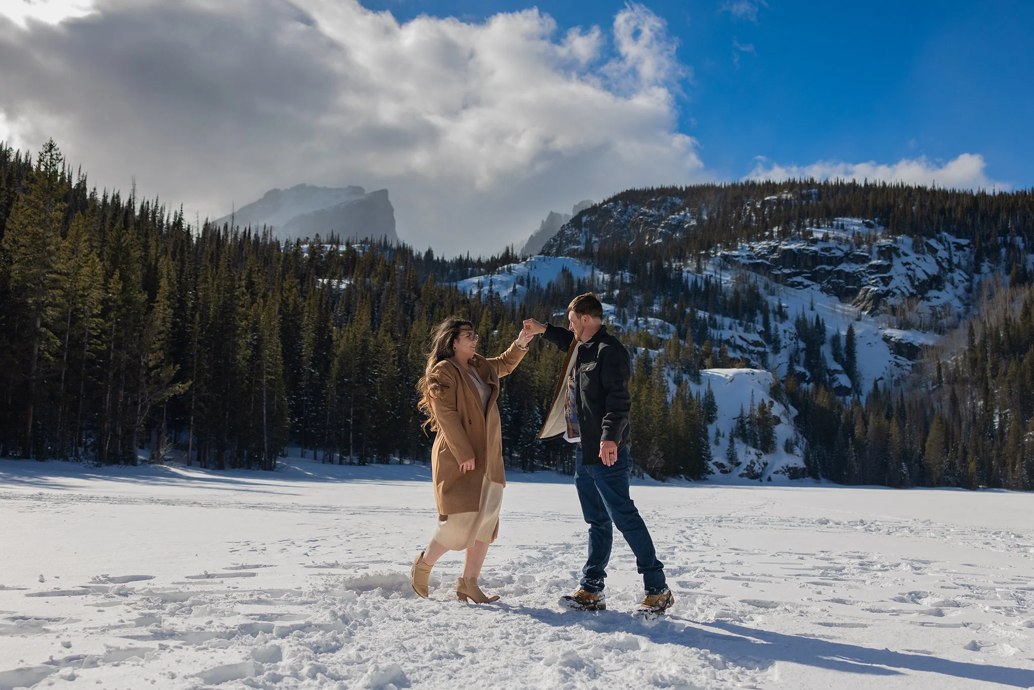 Dancing on the frozen lake. What you can't see is the 30+ mph winds! 