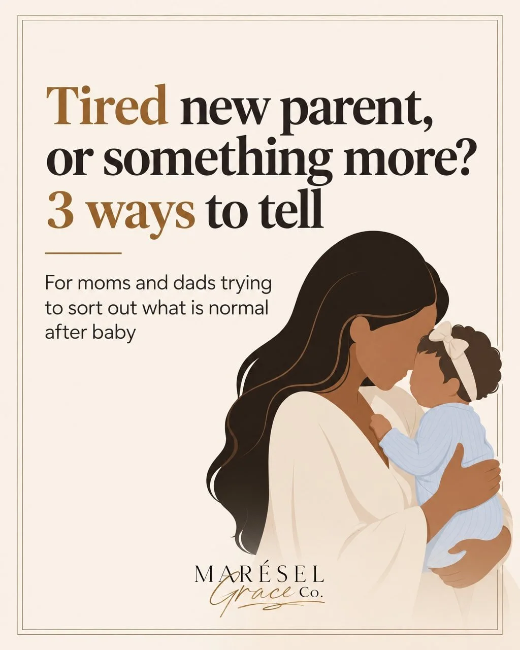 Fine at work all day, then crying in the car in the daycare parking lot.

If that sounds familiar, you might be wondering: is this just new-parent tired, or is it something more?

Most moms and dads live somewhere in the gray area between the two, an