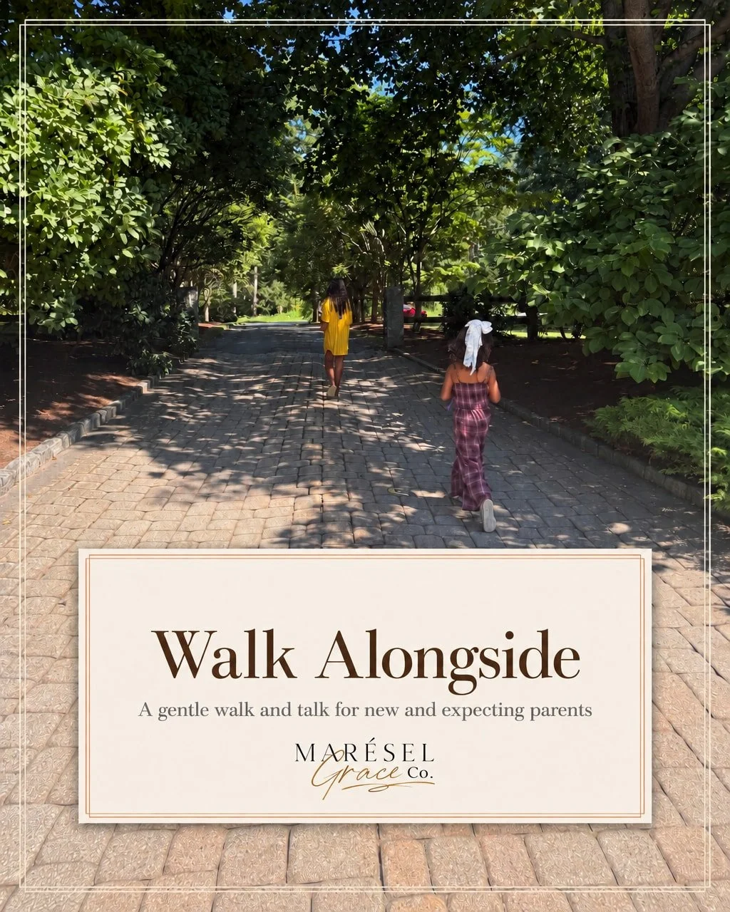 Some conversations come easier side by side than face to face.

Bring the stroller, bring the baby, bring whatever kind of day you are having, and walk with us.

At Mar&eacute;sel Grace Co., we talk a lot about walking alongside parents at their own 