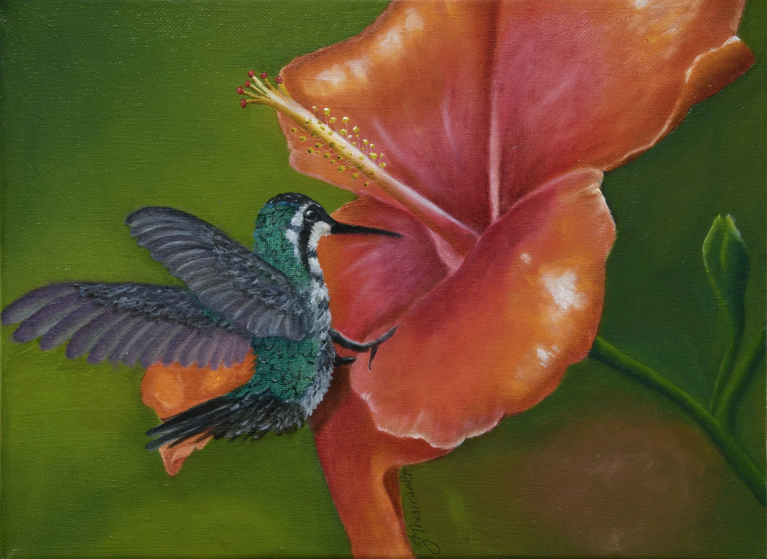 Humming Harmony - 9x12 gold leaf and oil on canvas