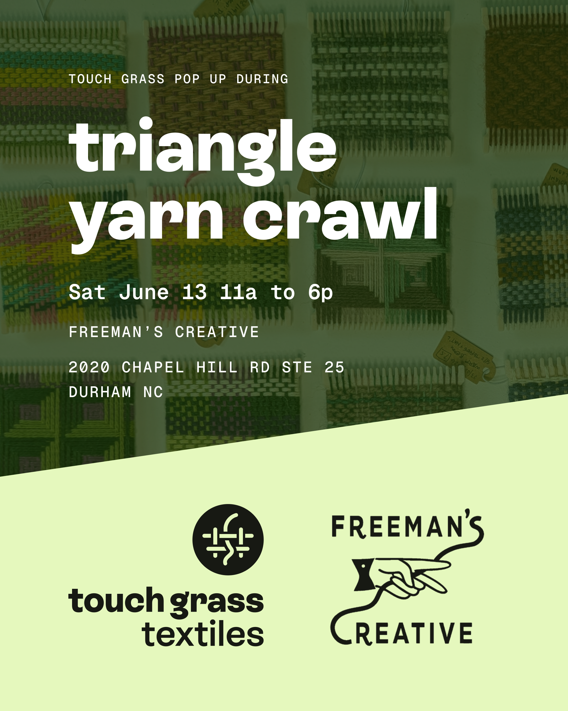 Touch Grass Textiles popup at Triangle Yarn Crawl