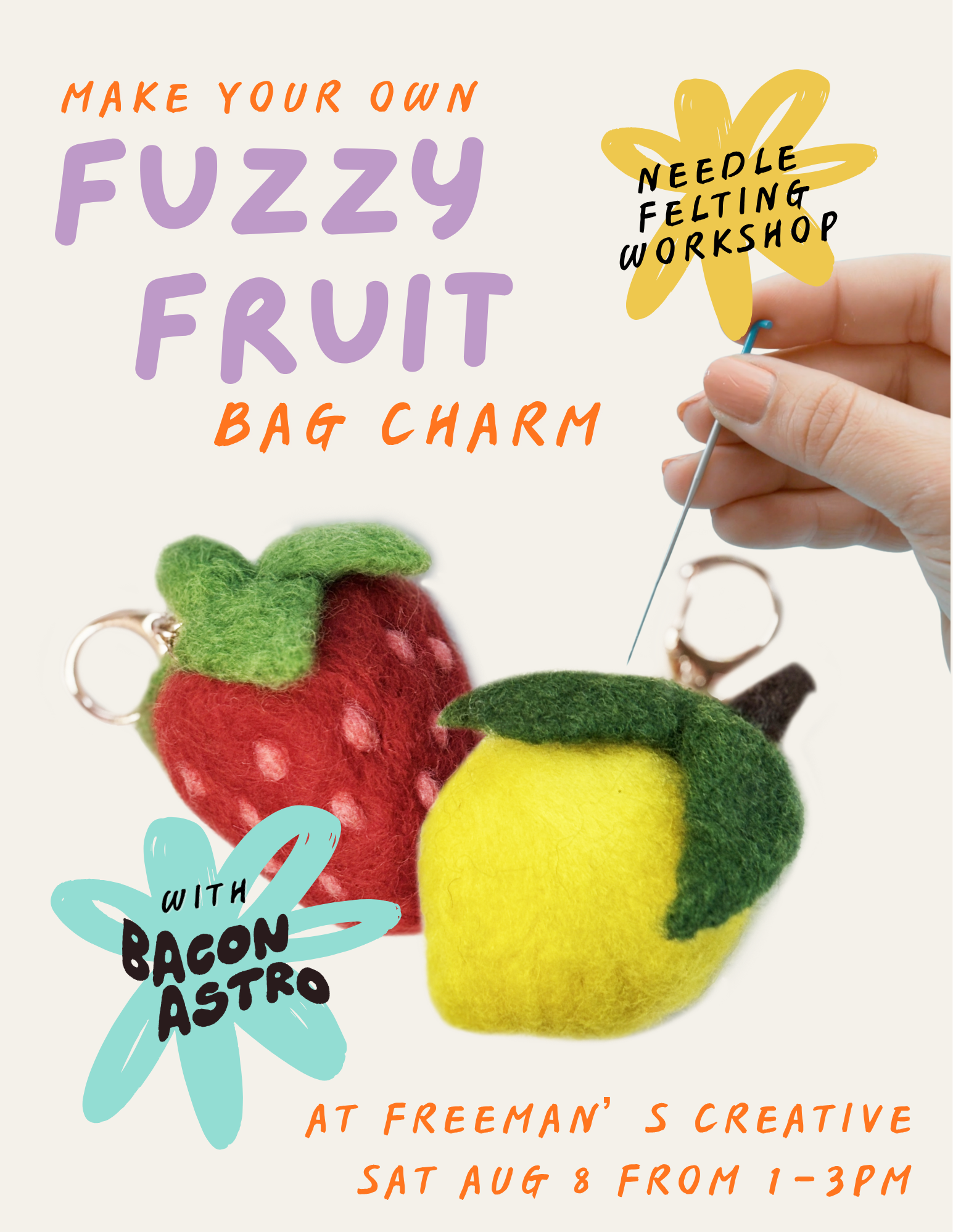 Needle Felt Your Own Fuzzy Fruit Bag Charm
