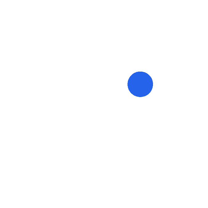 An illustration of a white triangle with rounded edges, featuring a blue circle near the top right inside the triangle, and a black diagonal line cutting across the right side of the triangle.