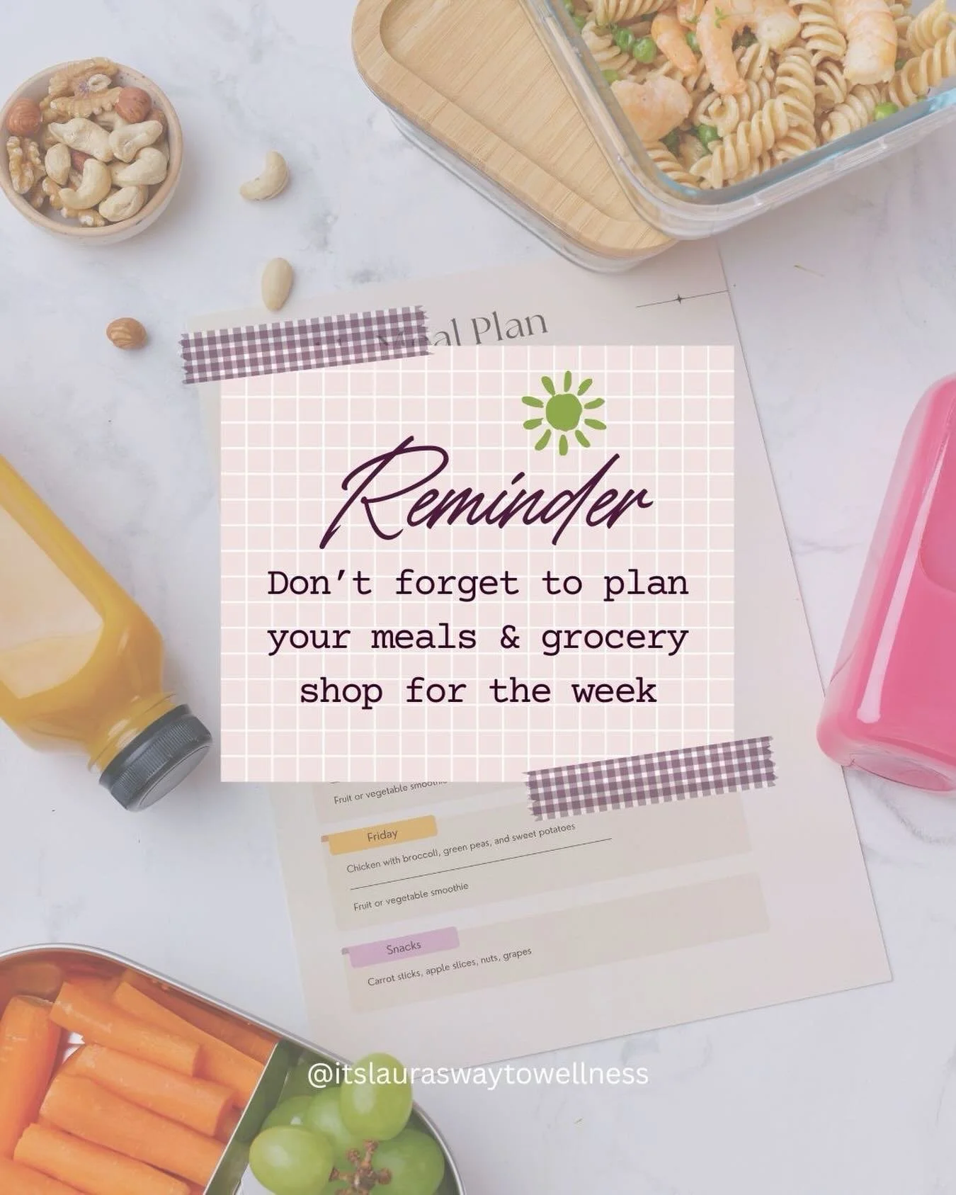Weekend reminder to plan your meals &amp; grocery shop for the week ✨

Taking a little time to plan ahead can help:
✔️ Make balanced meals feel easier during busy weeks
✔️ Reduce last-minute takeout
✔️ Save money at the grocery store
✔️ Reduce food w
