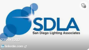 San Diego Lighting Associates (SDLA) logo with blue geometric design and company name.