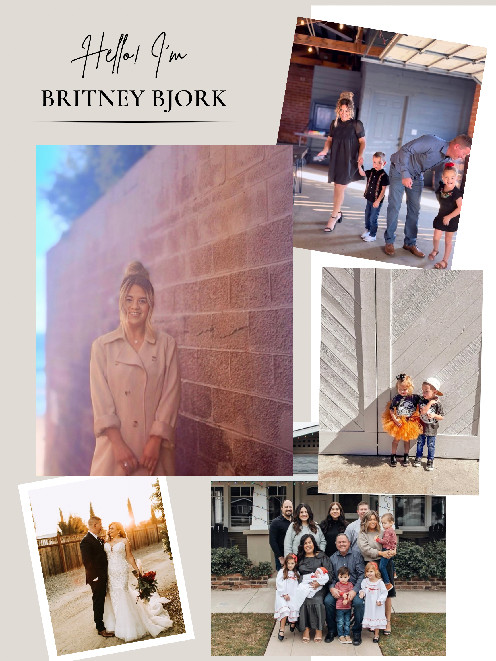 A collage of family and group photos including children, adults, and moments of celebration or gatherings, taken indoors and outdoors.