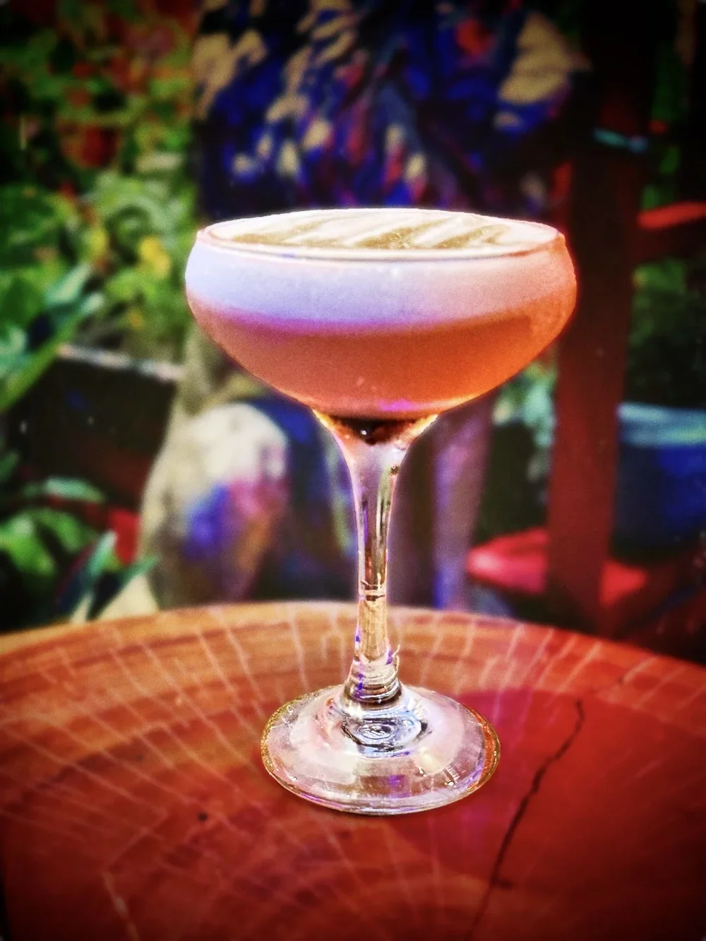 Amaretto sour cocktail with foam.