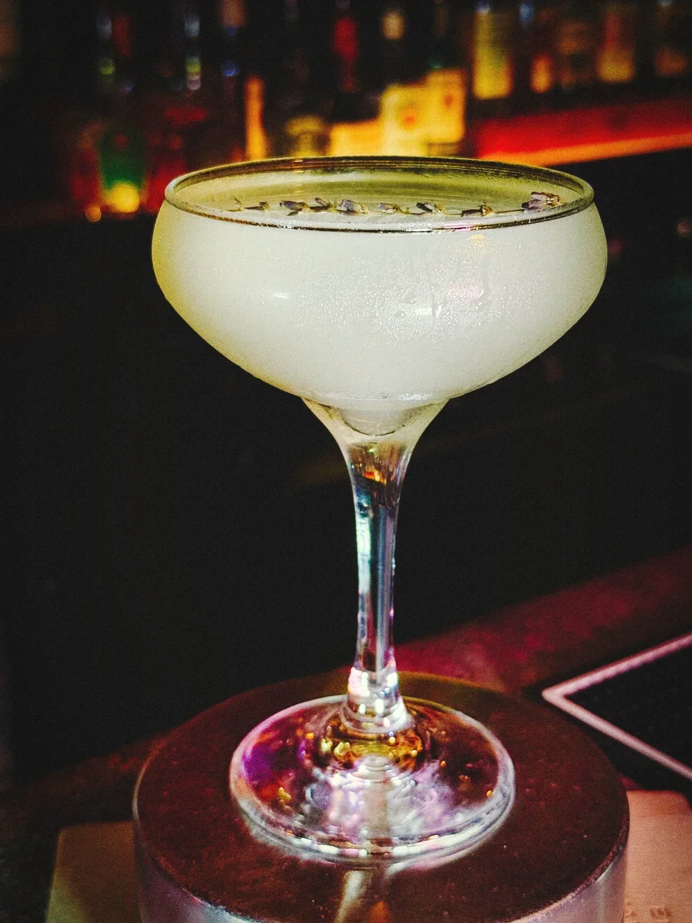 A cocktail with honey and lemon.