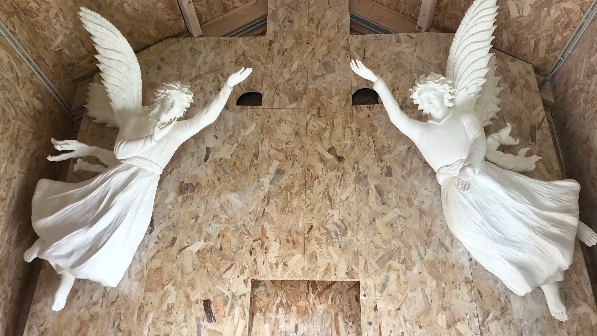 Statues anges en staff - Atelier Jean Fournols - sculpture sur mesure Loire-Atlantique
