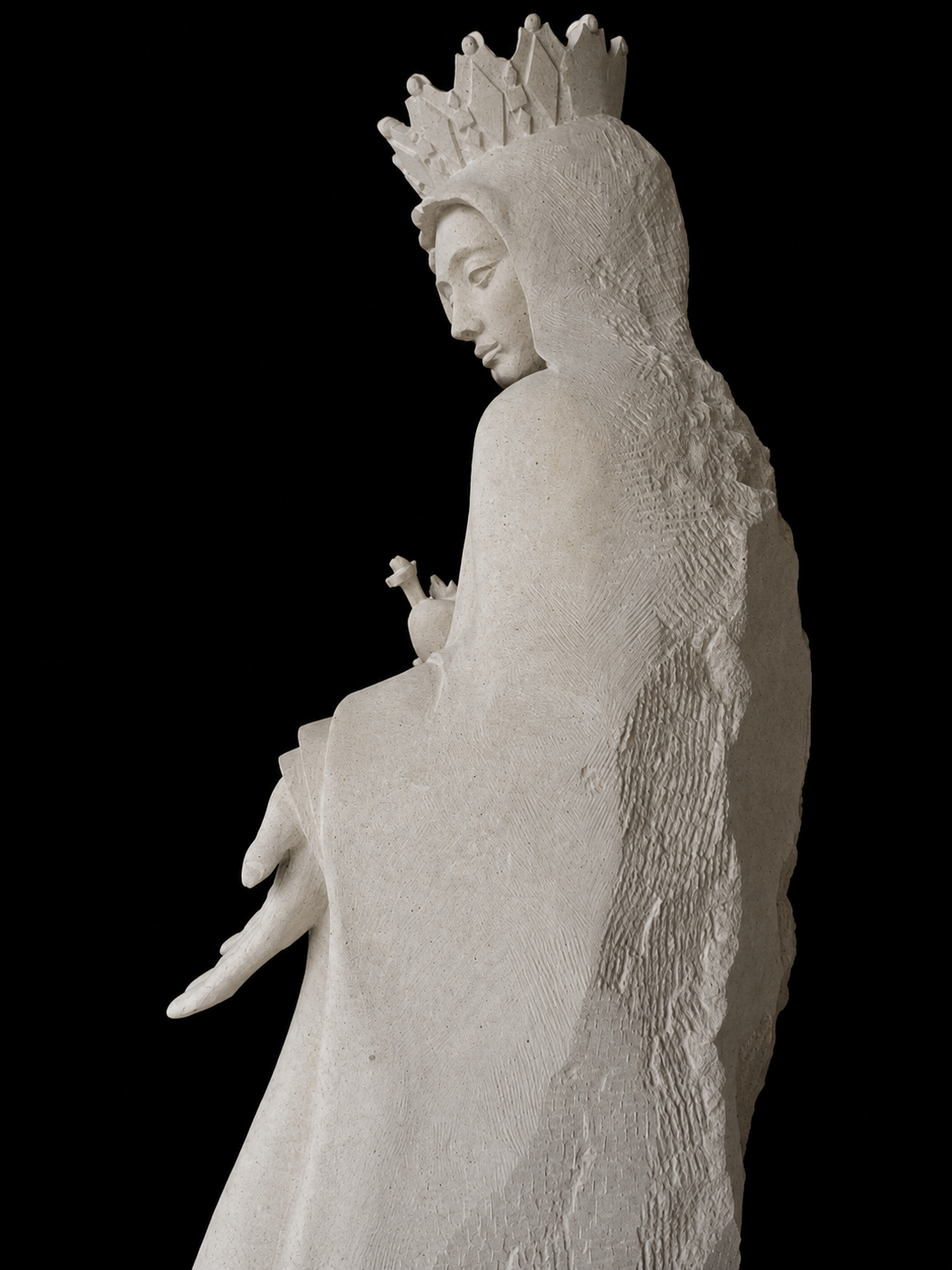 Détail sculpture Vierge Marie