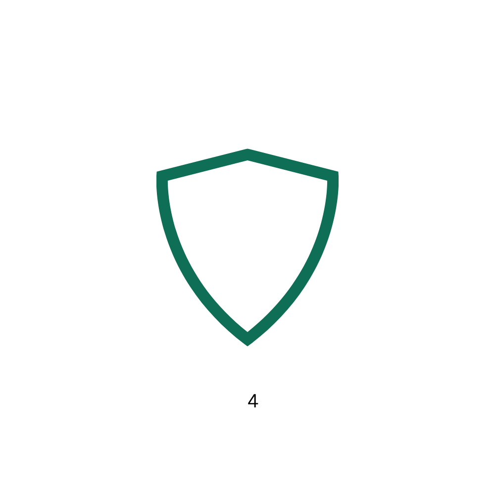 A black shield icon with a green outline on a white background.