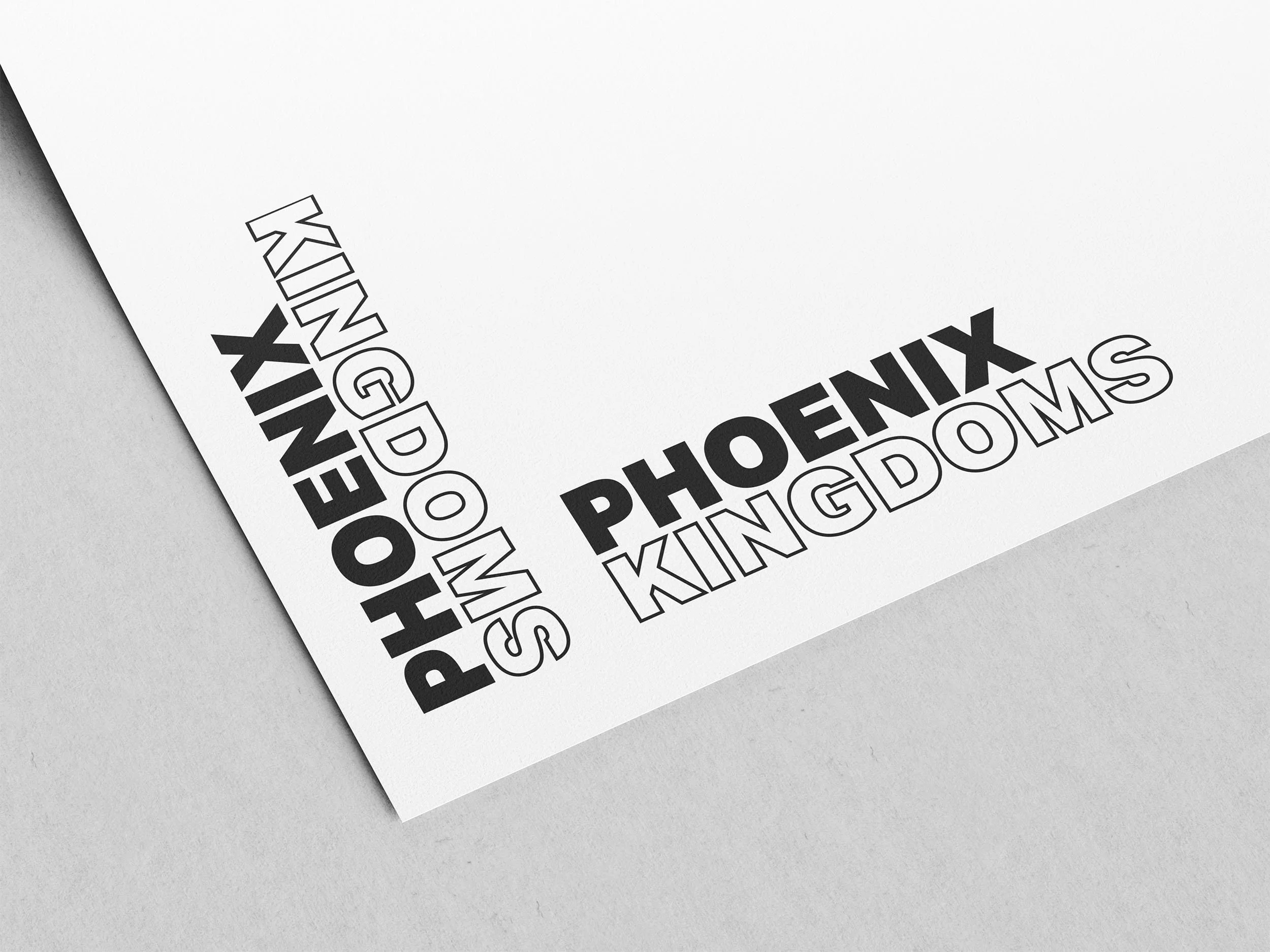 black phoenix kingdoms exhibition identity vertical horizontal orientation white paper
