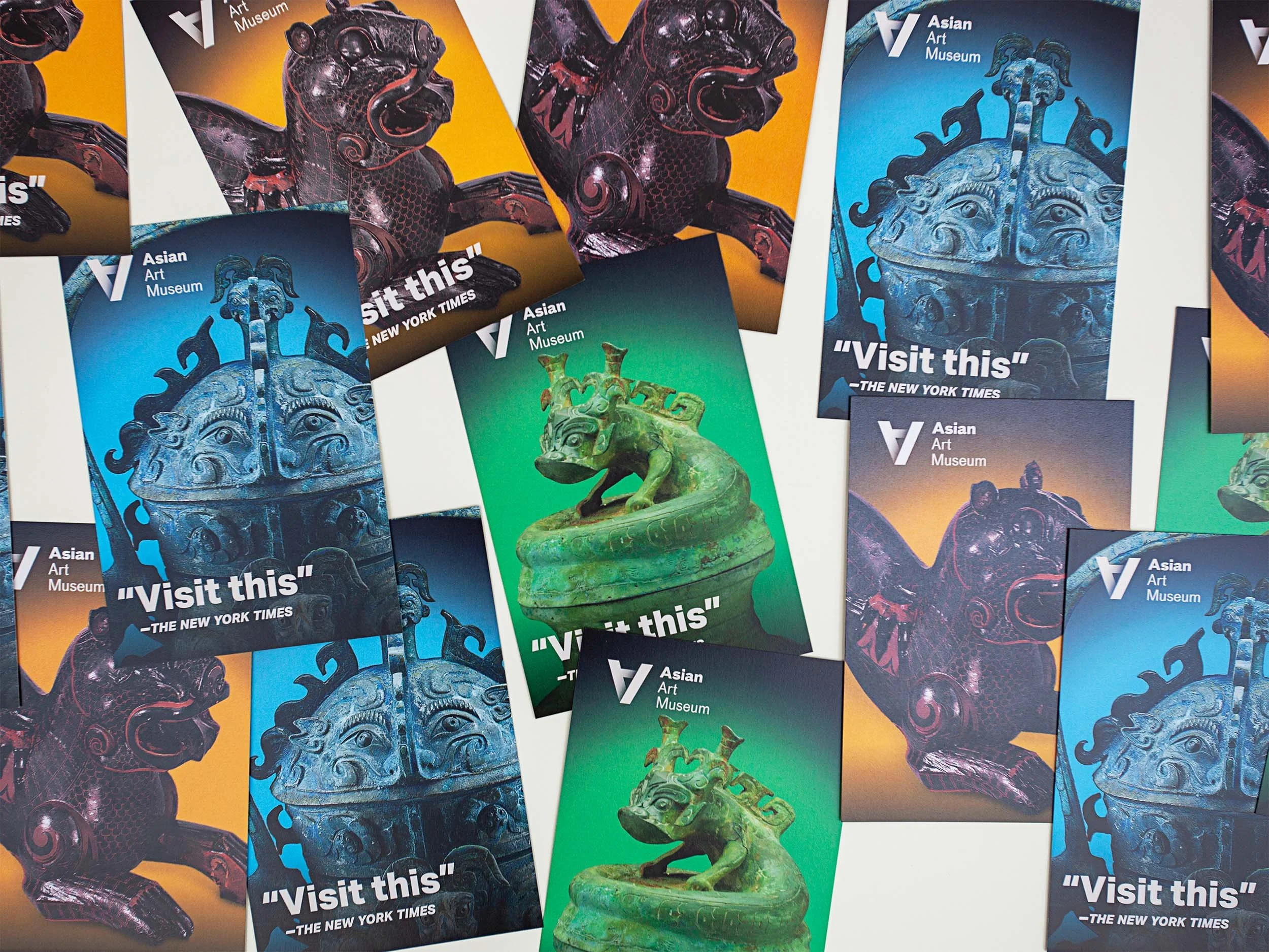 scattered postcards promoting phoenix kingdoms asian art museum