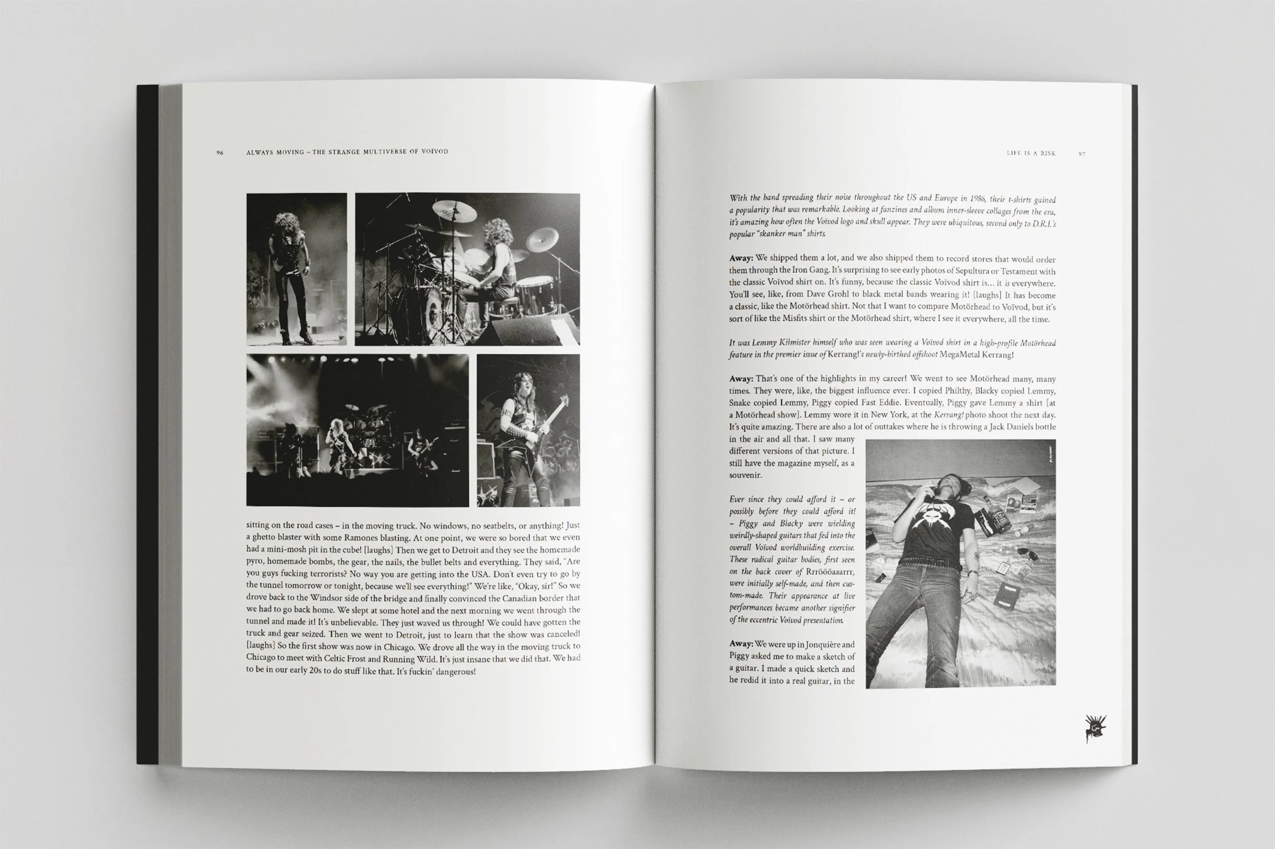 voivod band book spread performance photos lemmy smoking hotel bed