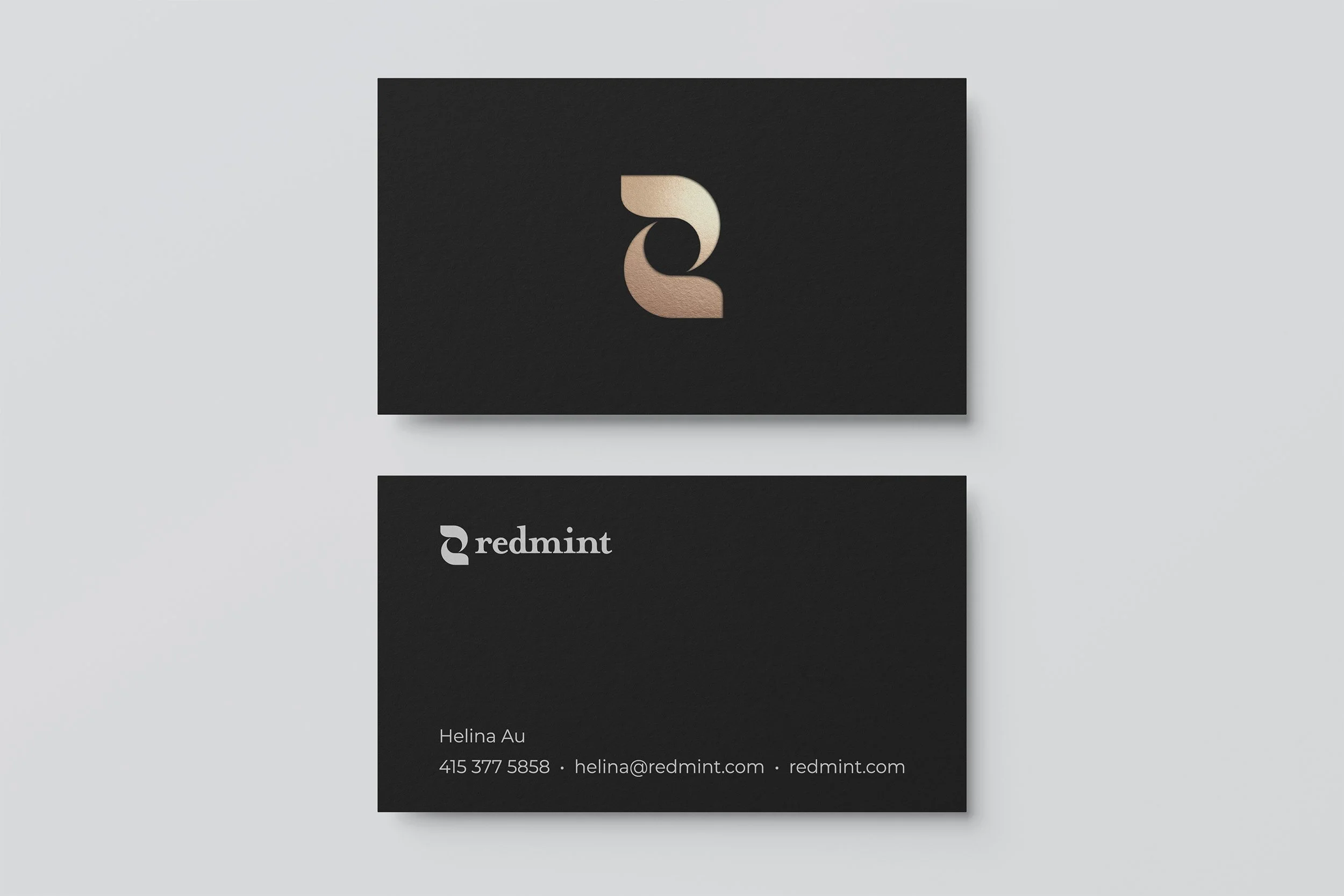 black business cards gold monogram logo