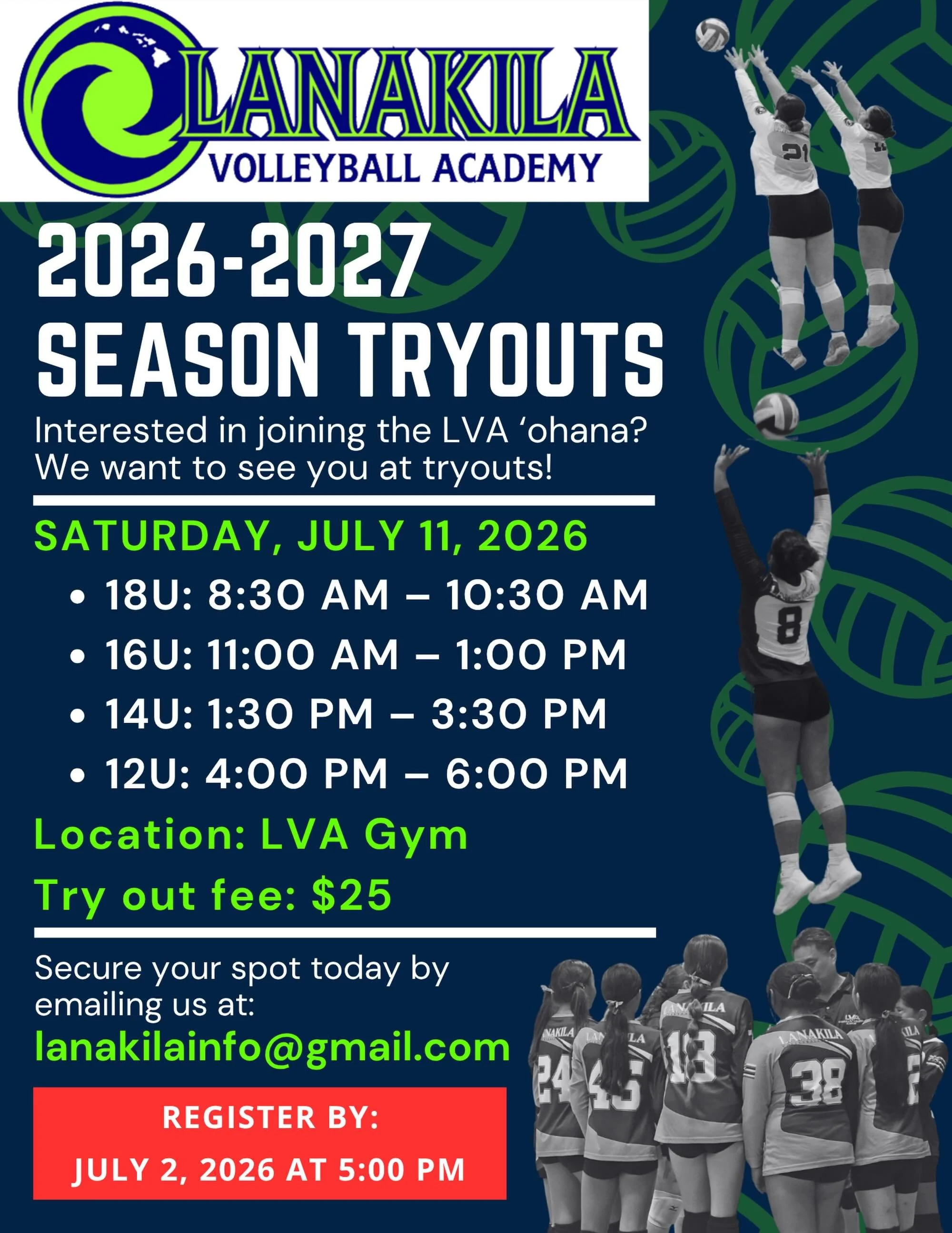 🏐 New season, new goals, same passion! 🔥 Come show us what you&rsquo;ve got on Saturday, July 11th. Email us at lanakilainfo@gmail.com if you&rsquo;re interested! ~ LVA