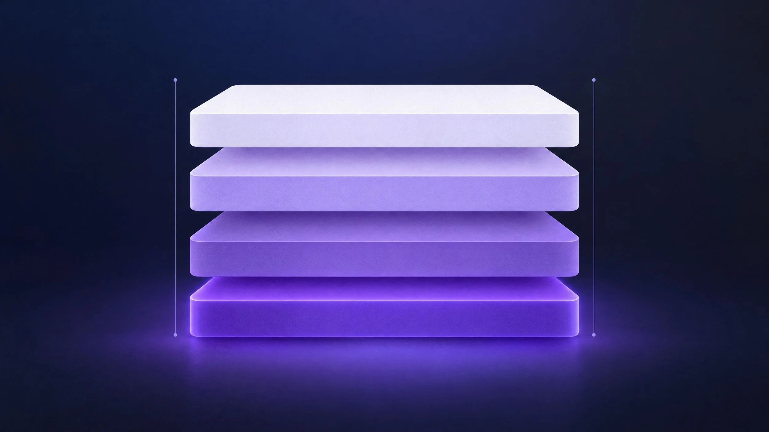 Four stacked horizontal layers of company data, lightest at the top and darkest at the base, for AI governance.