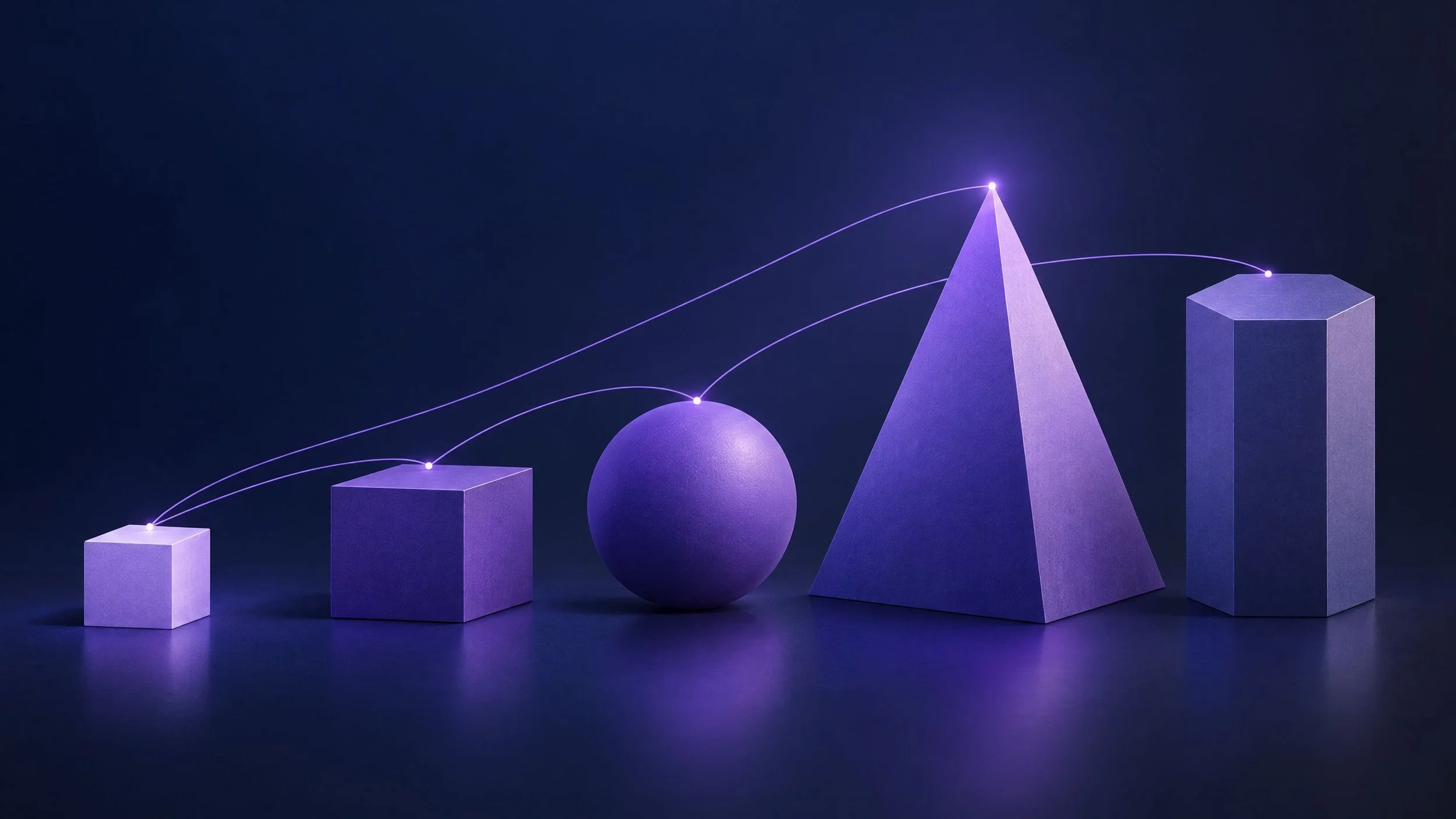 Four geometric shapes rising from a smaller starting block, representing the skills employees need after prompt writing.