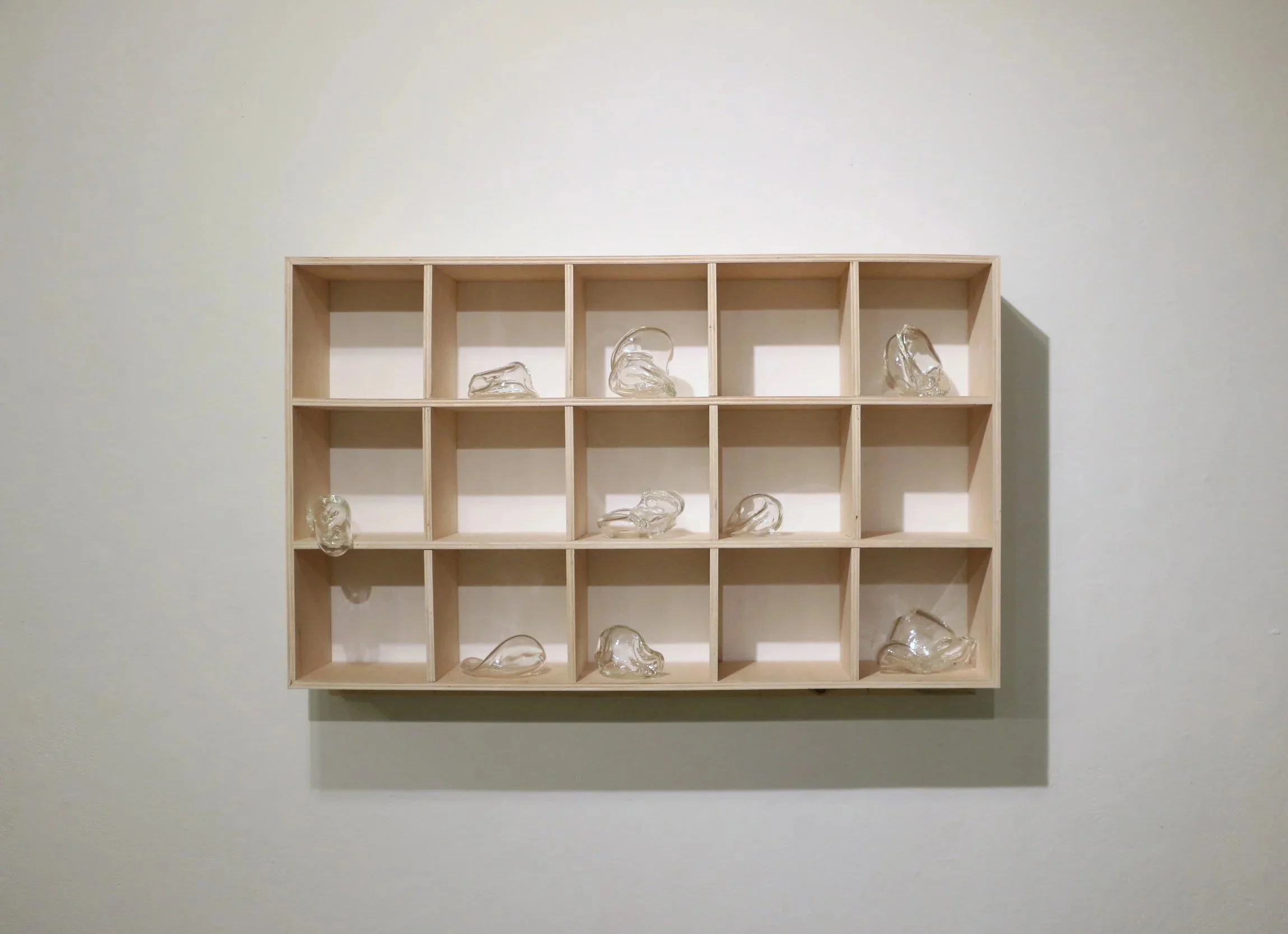 A Record of an Intimate Exchange, 2025
Blown glass, plywood
43” x 25” x 8” inches

